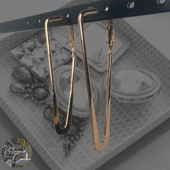 Gold V Hoop Earrings - Picture 1 of 3